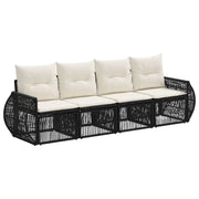Set Divano da Giardino 4 pcs Nero e Bianco Crema polyrattan 3435340
