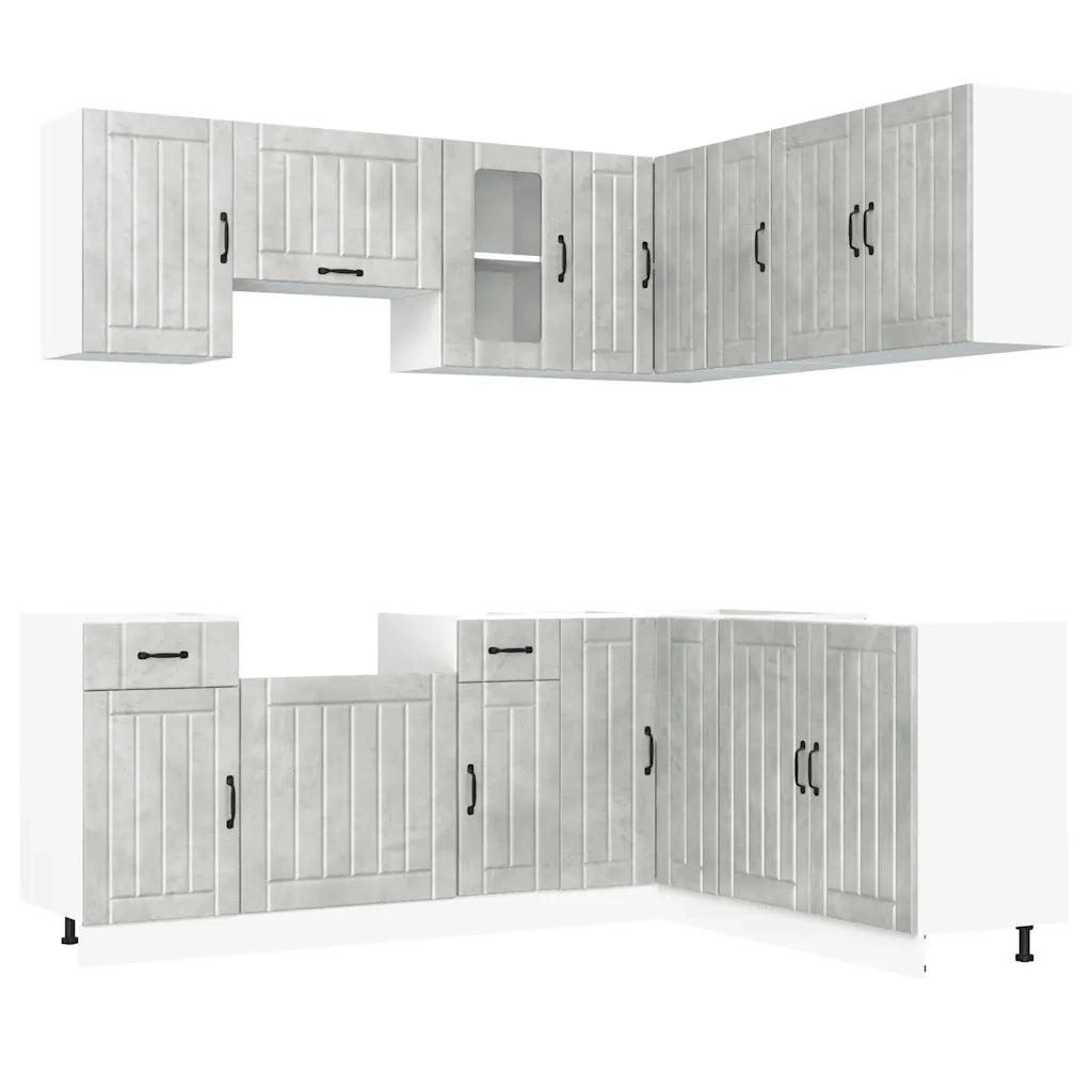 Set Mobili da Cucina 11 pz Kalmar Grigio Cemento in Truciolato 3314945