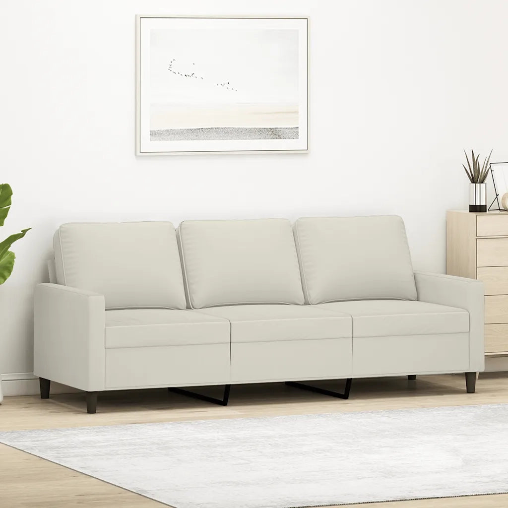 Divano a 3 Posti Crema 180 cm in Velluto 359217