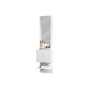 Mobile da ingresso Ivana, Armadietto multifunzione con specchio, Scarpiera a 1 anta, 45x35h190 cm, Bianco