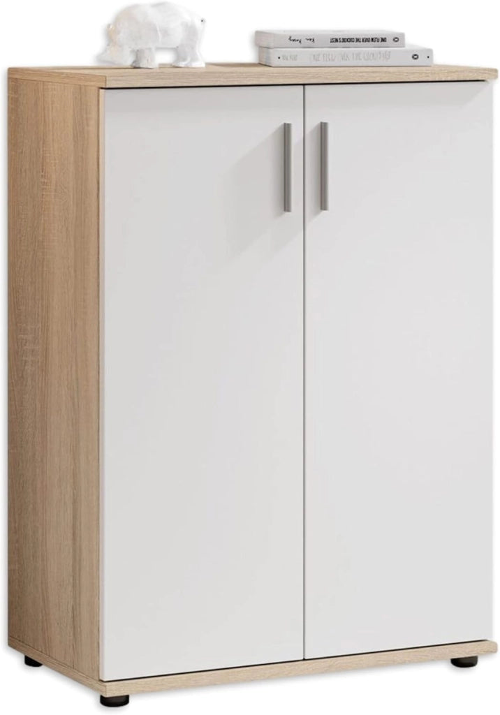 Mobile Multiuso Rovere Bianco 2 Ante con Ripiano 60x35x84 cm