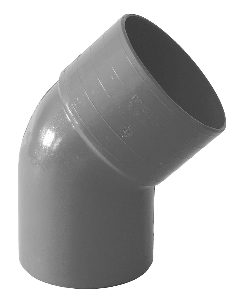 Curva tonda 45° per pluviali : Colore - Grigio, Diametro - 80