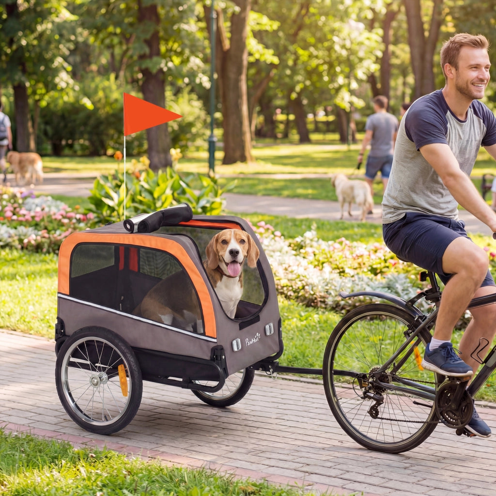Trasportino per Cani Pieghevole per Bicicletta con Riflettori ¨C zephmum ¨C Arancione