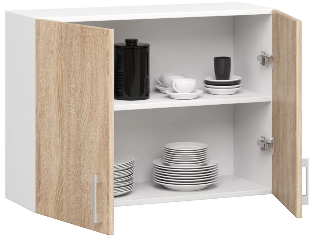 Mobile da cucina pensile sistema AKORD LIMA Bianco 80 cm 2 ante inserto frontale Sonoma Quercia 80x30,5x58 cm