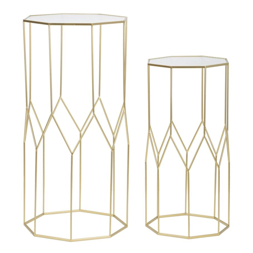 Set di Tavolini VKH598, Oro, Metallo, 50x46x100 cm