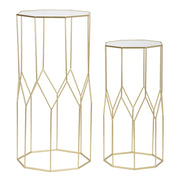 Set di Tavolini VKH598, Oro, Metallo, 50x46x100 cm