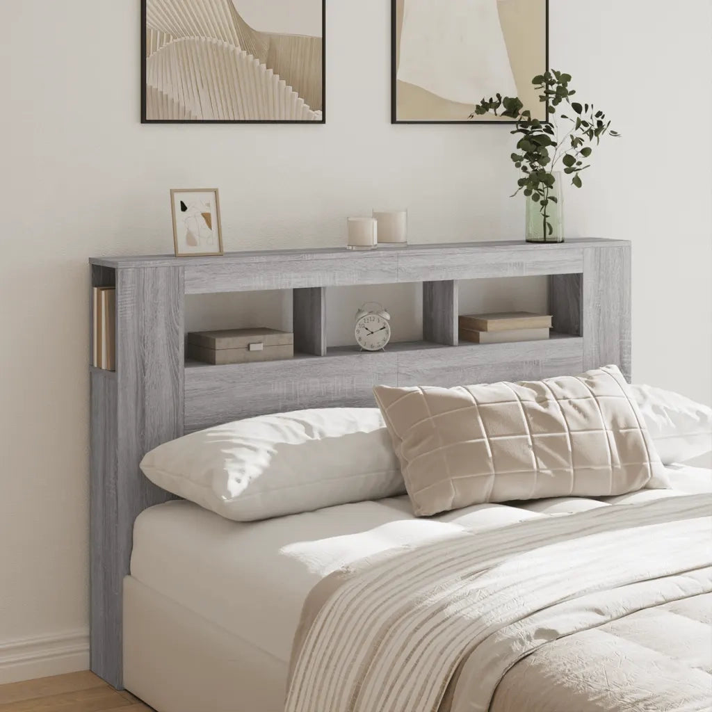 Testiera | Testata LED Grigio Sonoma 160x18,5x103,5 cm Legno Multistrato