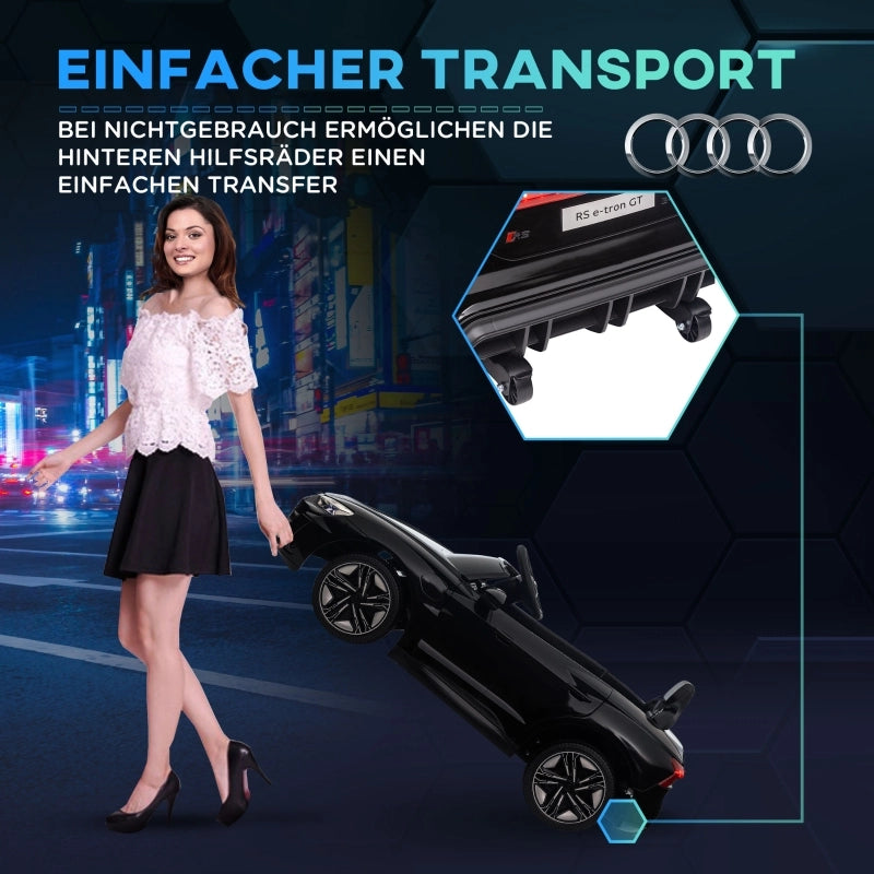Auto elettrica per bambini, con licenza Audi, con cintura di sicurezza, telecomando, luci, nera, 103 x 58 x 41 cm