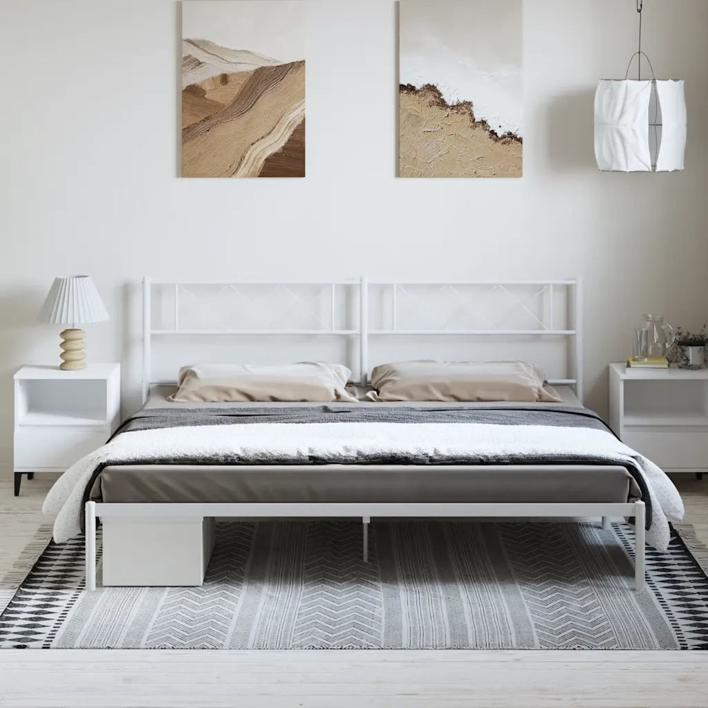 Giroletto con Testiera Metallo Bianco 183x213 cm