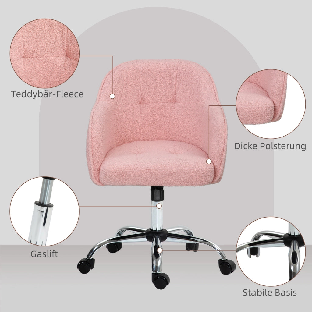 Sedia da ufficio ergonomica con basculante ¨C zephmum ¨C velluto rosa 56x61x86 cm