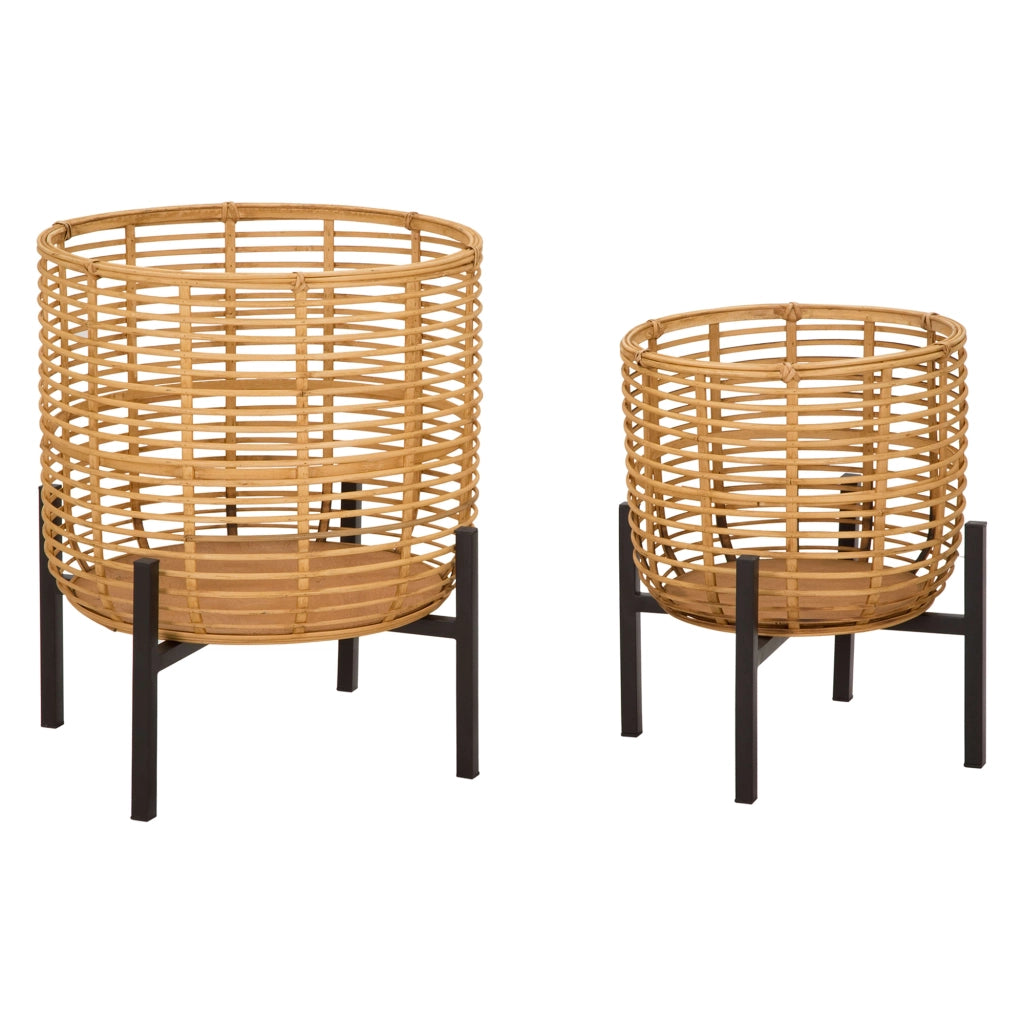 Bocas, Vaso set 2 Vasi, Portavasi Rimovibili, Marrone Rovere