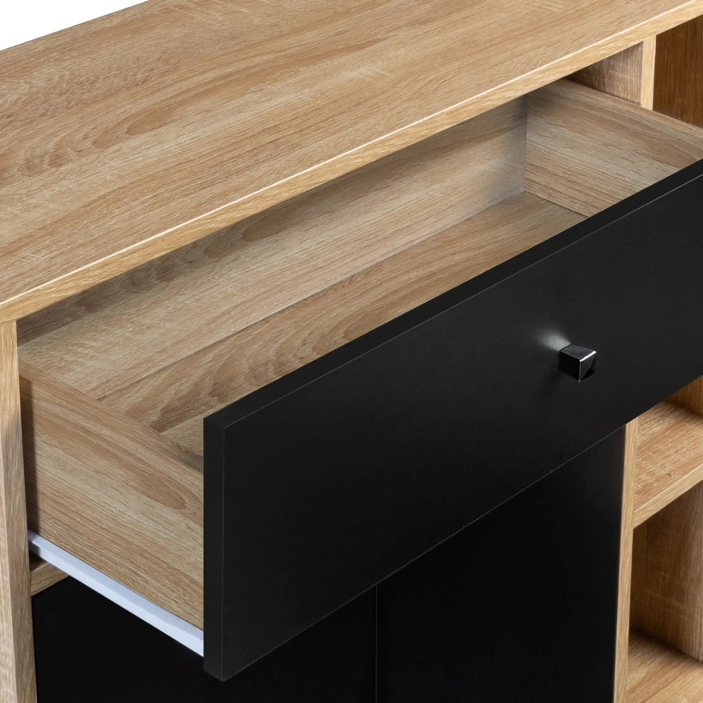 IDMarket - Libreria scandinavo in legno e nero con armadio e cassetto EMMIE
