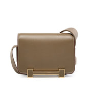 Borsa da donna in vera pelle, borsa a tracolla, piccola, quadrata, grigia