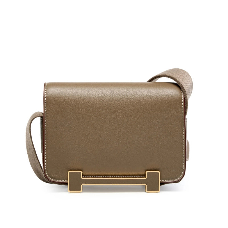 Borsa da donna in vera pelle, borsa a tracolla, piccola, quadrata, grigia