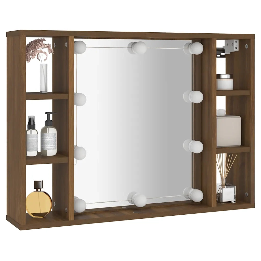 Mobile a Specchio con LED Rovere Marrone 76x15x55 cm CFW2972293