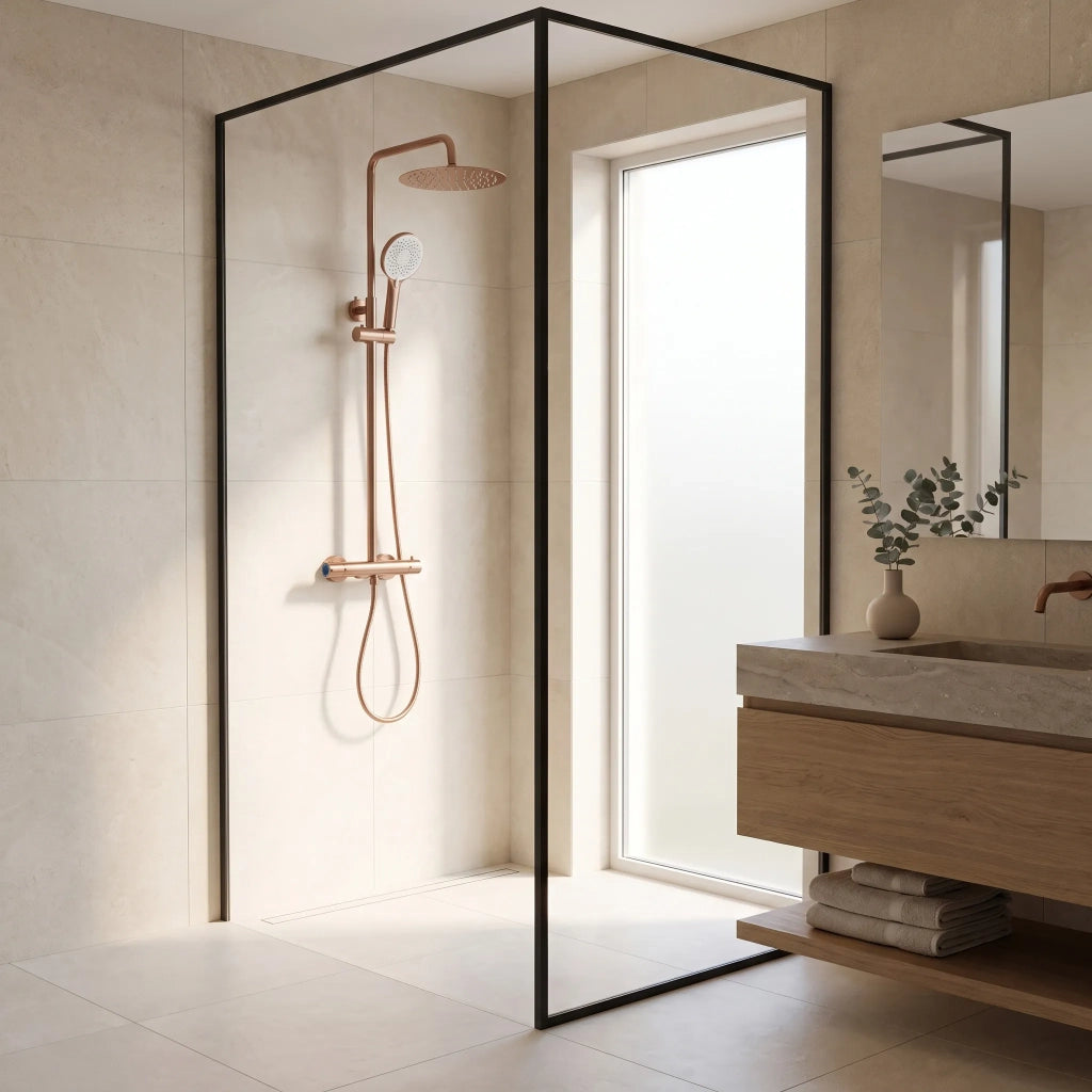 Set Doccia Da Incasso Con Termostatato Drop Brush Copper