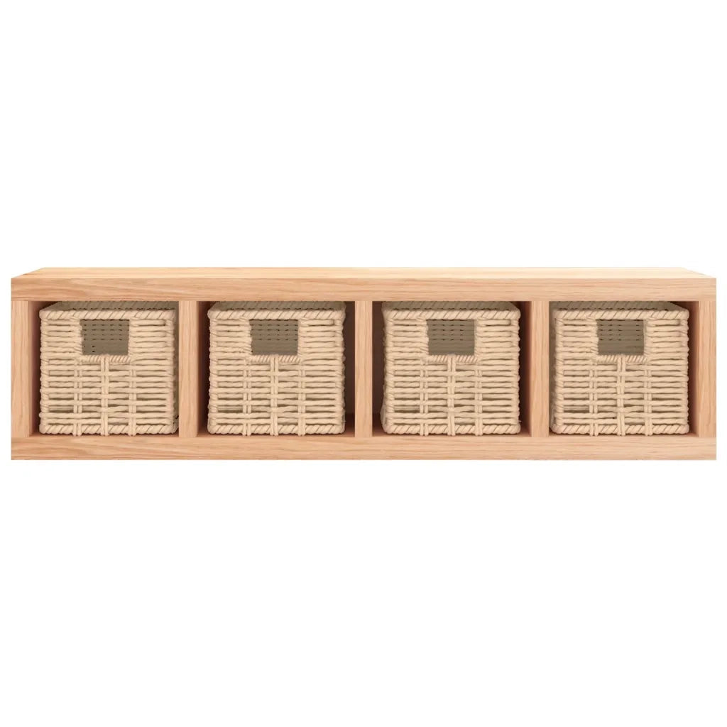 Scaffale a Muro | Mensola a parete con Cestini 62x18x16 cm Legno Massello Noce