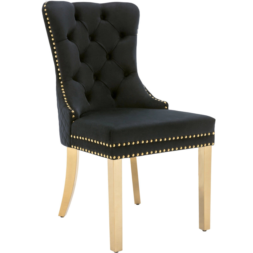 Sedia da pranzo 50.5x45x95 cm con schienale decorativo; in velluto nero
