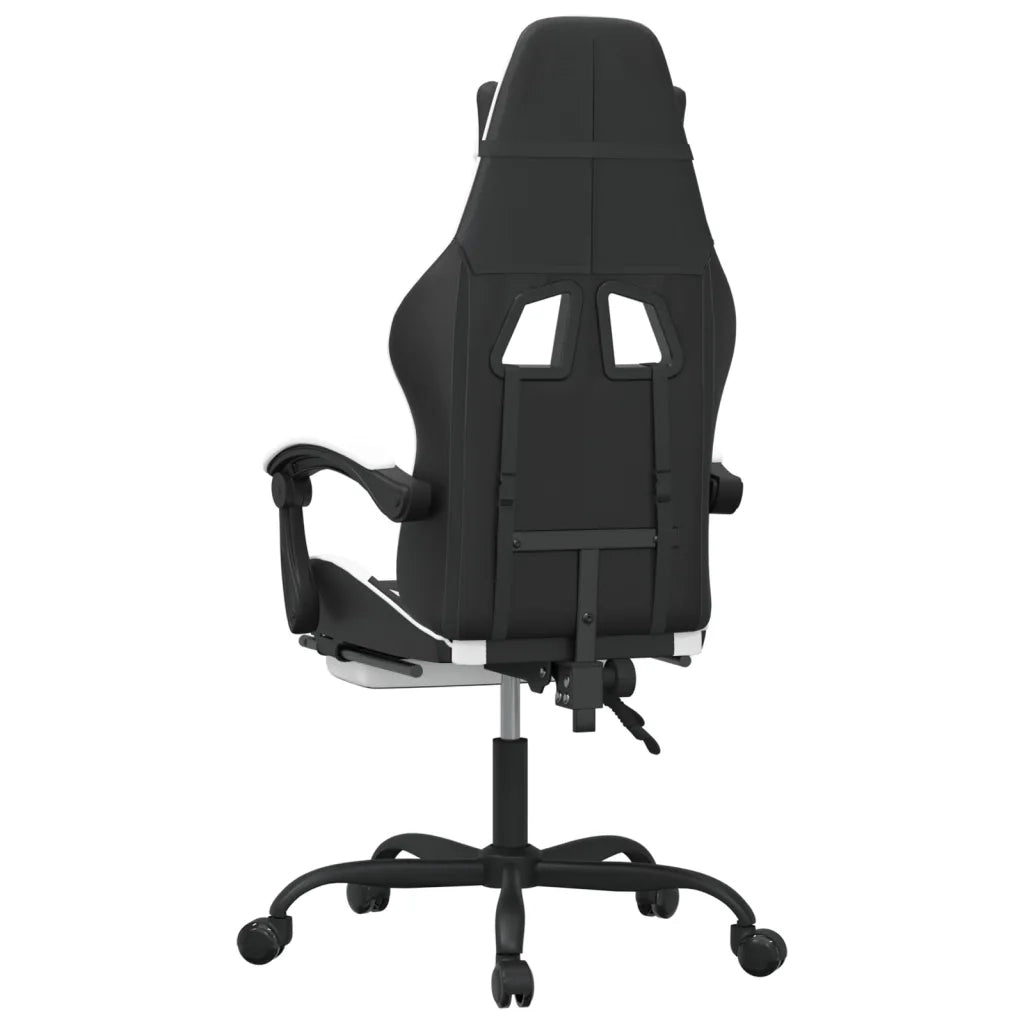Sedia da Gaming | Sedia da e-sports con Poggiapiedi Nero e Bianco in Similpelle