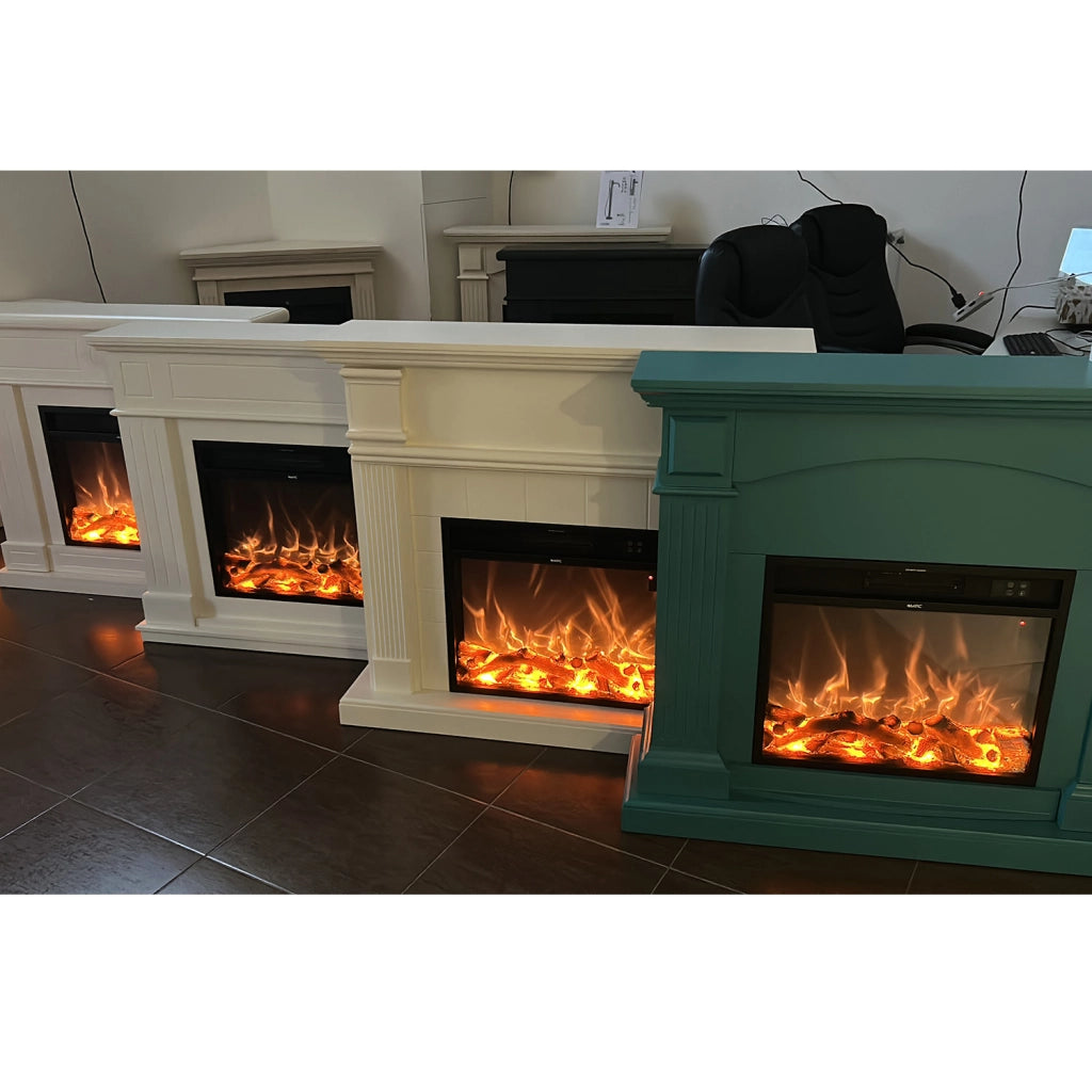 MPC Inserto Elettrico Camino Nero in Metallo 1500W con Bruciatore Elettrico LED e Controllo Telecomando Opzione Solo Effetto Fiamma Fuego Marsili 60