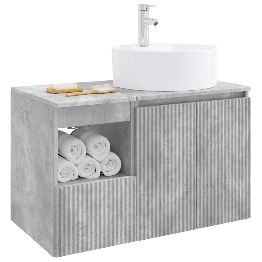 Set di mobili per il bagno 2 pz Grigio Cemento 3404077
