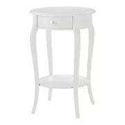 Tavolino rotondo classico legno bianco 1 cassetto 50x50x75