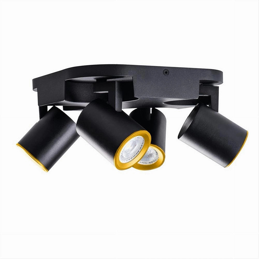 Trade Shop - Plafoniera 4 Diffusori Orientabile Soffitto Parete Lampada Gu10 Bianco Nero Th8805 -