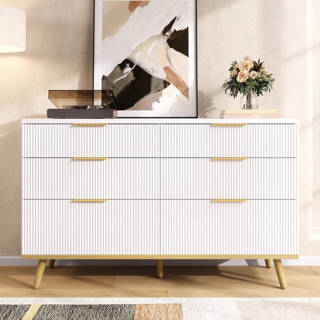 Chest 6 cassetti moderna - Zephmum- Gambe in legno look