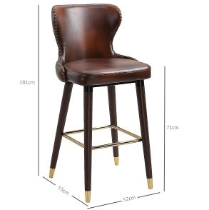 Set di 2 sgabelli da bar 52x53x101 cm con schienale basso; in legno marrone
