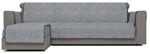 Copridivano con Penisola Sinistra Seduta 290 cm in Poliestere e Cotone Grigio Scuro