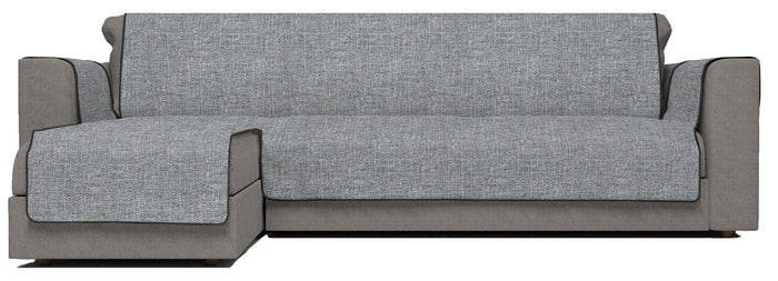 Copridivano con Penisola Sinistra Seduta 290 cm in Poliestere e Cotone Grigio Scuro