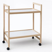 Carrello da Cucina Multiuso in Legno di Faggio 2 Piani 78 x 60 x 34 cm