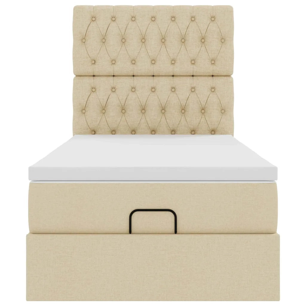 Struttura Letto Pouf con Materasso Crema 80x200 cm in Tessuto 3314049