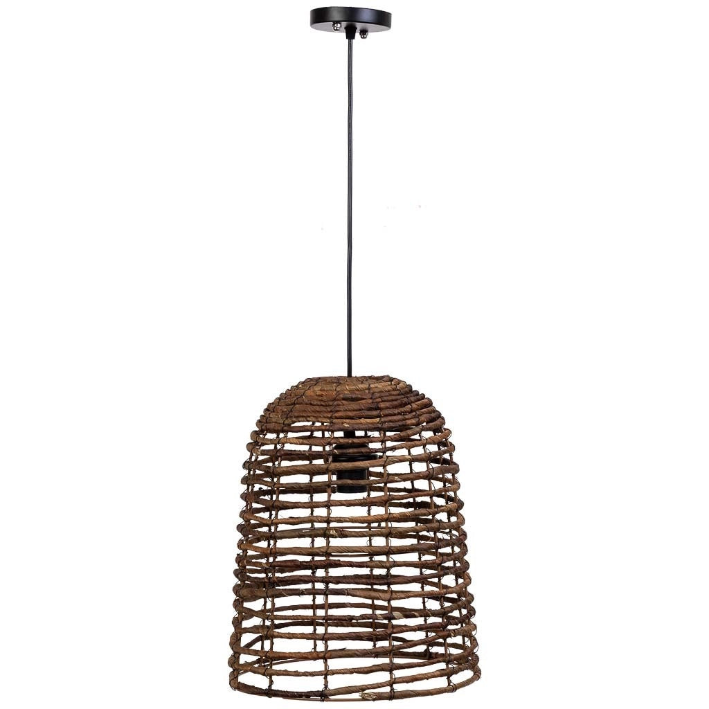 Lampada da soffitto in foglia di banano naturale marrone, D30x36,5h cm