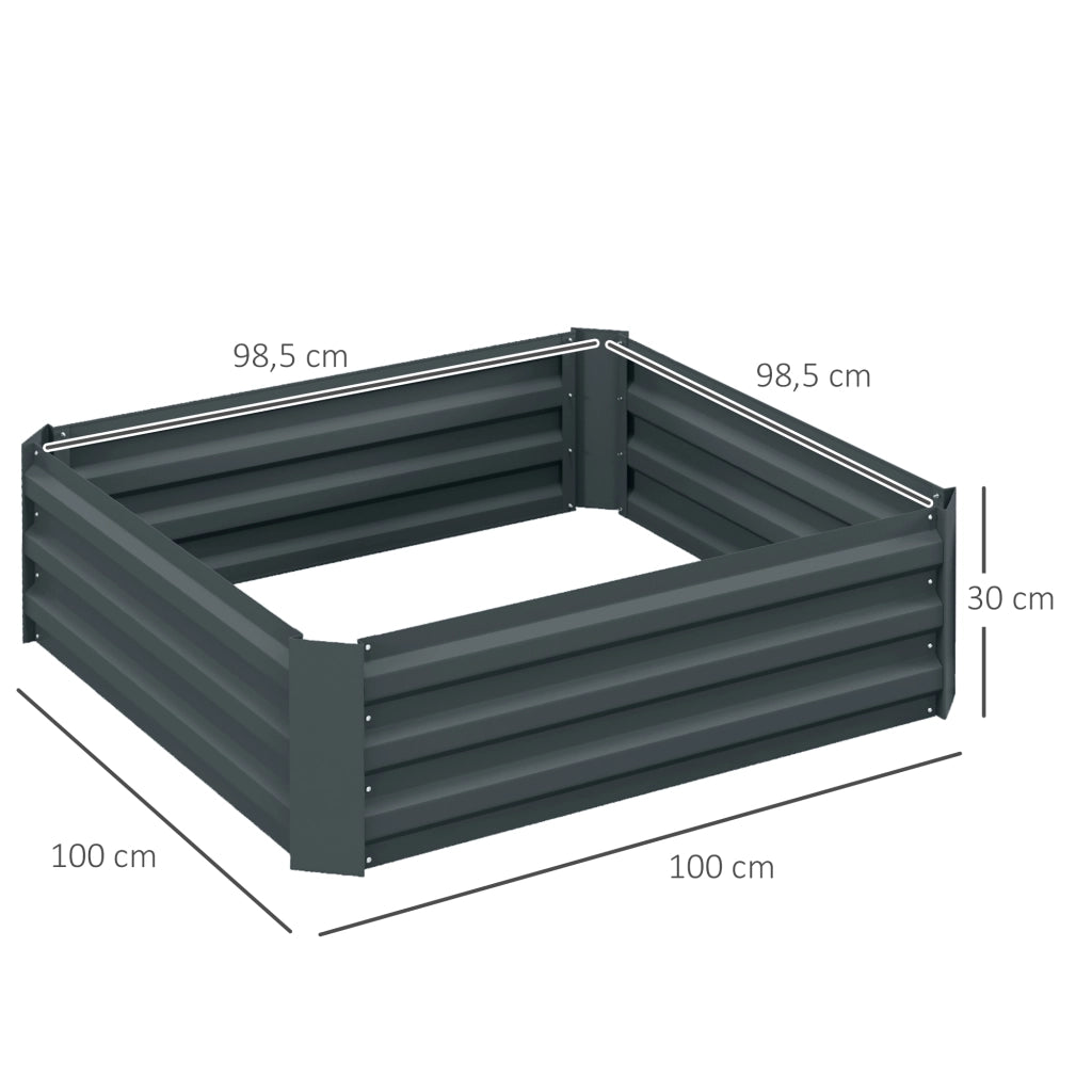 Kit 2 Vasche Rettangolari da Orto ¨C zephmum ¨C Grigio Scuro Acciaio Ondulato 100x100x30 cm