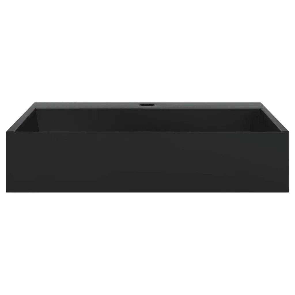 Lavandino 50x38x11 cm Blocco in Marmo/Minerale Nero Opaco 155979