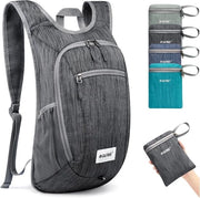 Borsa da Viaggio Compatta, 10/15 l, pieghevole, leggera, ripiegabile, Borsa da Giorno, Viaggi, Esterno, Escursioni, Borsa da Spalla, Nero, 20Litri