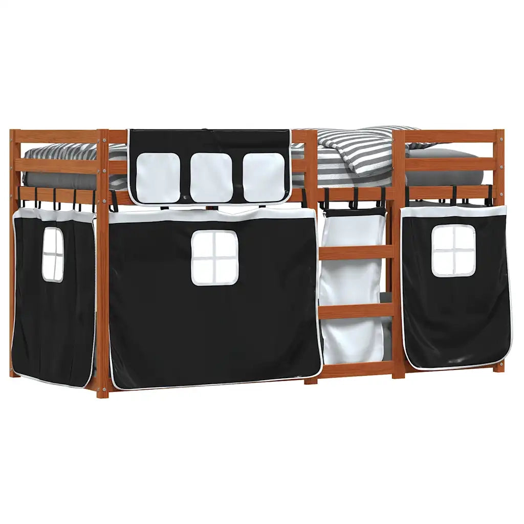 Letto a Castello senza Materasso Bianco e Nero 90x200cm in Pino