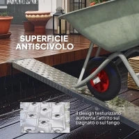 Rampa di Carico Pieghevole e Antiscivolo per Moto con Cinghia di Sicurezza, Acciaio, Argento