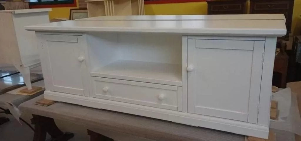 Porta tv bianco in legno arte povera 160x46x56 (1003) - Mobili 2G