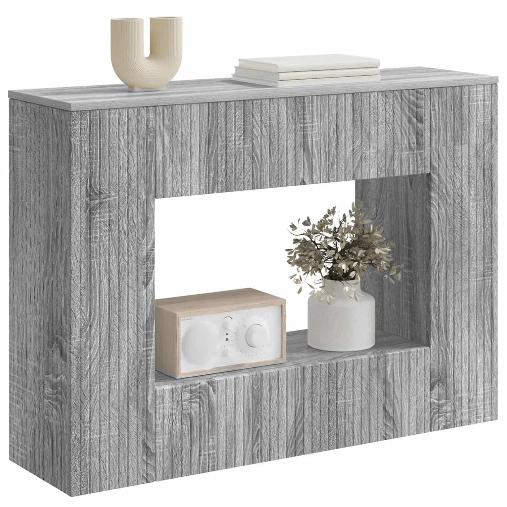Tavolo consolle Rigato Sonoma grigia 101 x 29 x 74 cm 899883