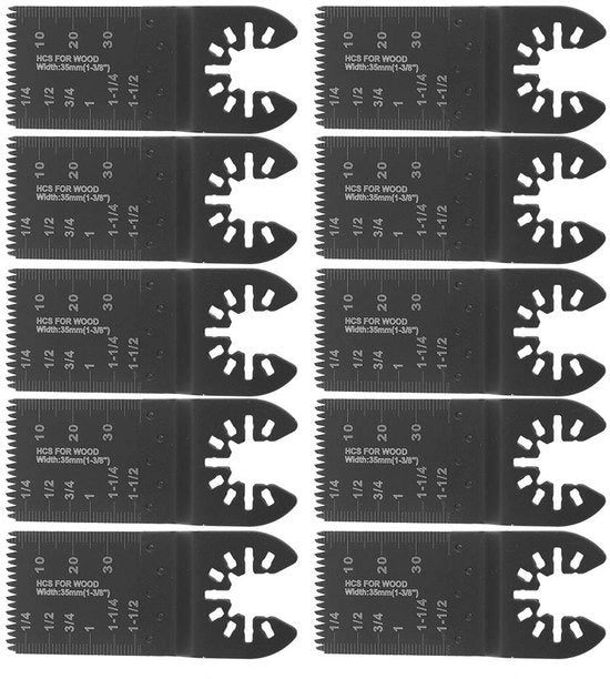 Lame di sega in acciaio con alto contenuto di carbonio - 35 mm - Denti grossi/fini - 10 x Lame di sega - Duraturo - Lame di sega veloci - Lame di sega per sega