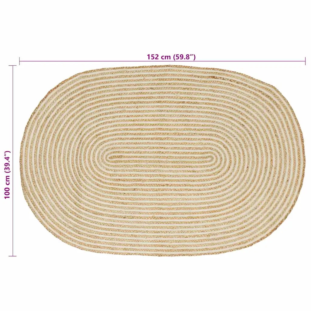 Tappeti per area Naturale e Bianco 100 x 152 cm Juta