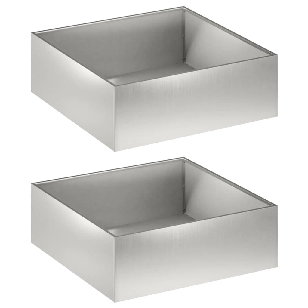 Vaso da giardino 2 pz Argento 40 x 40 x 20 cm Acciaio Inox 8004989