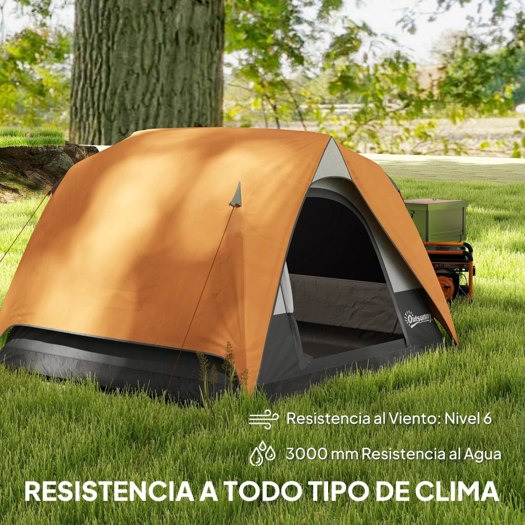 Tenda da campeggio 4 persone ¨C zephmum ¨C 200x200x135 cm grigio