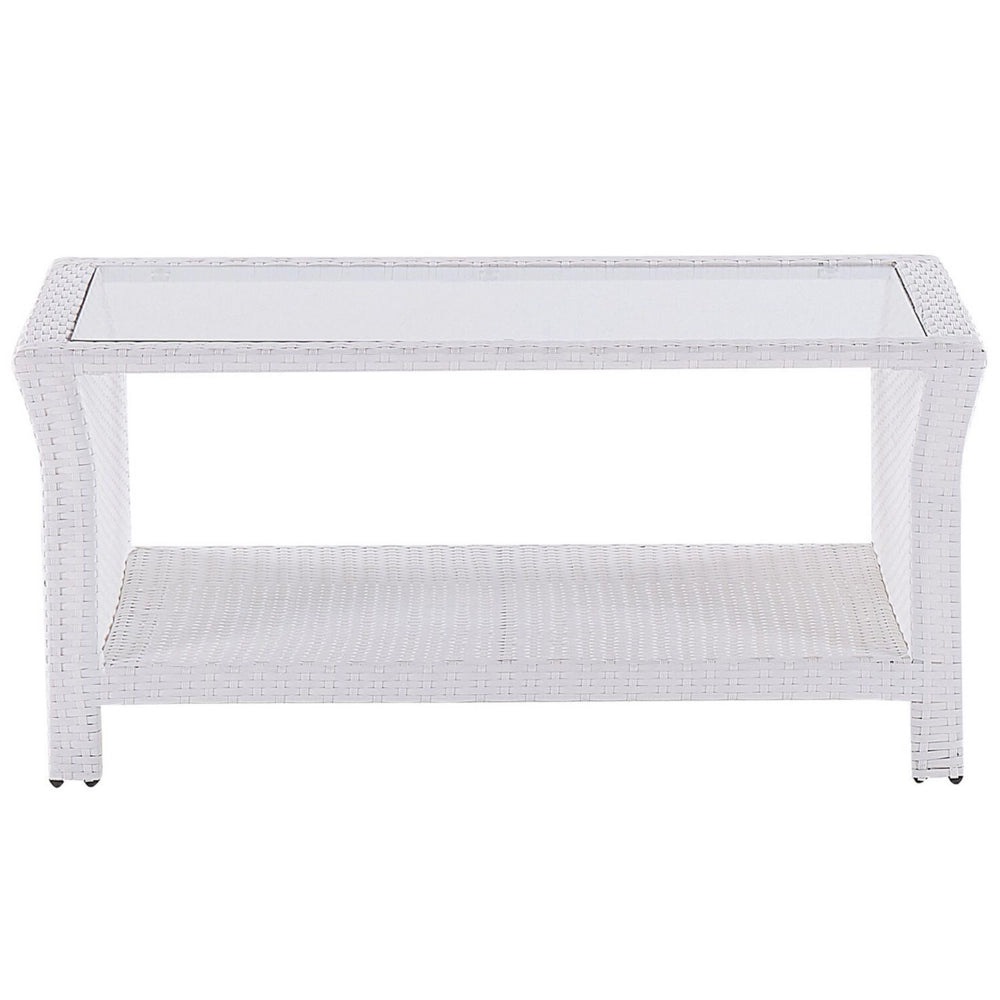 Set divano da giardino bianco finto rattan grigio cuscini esterni in vimini set di conversazione