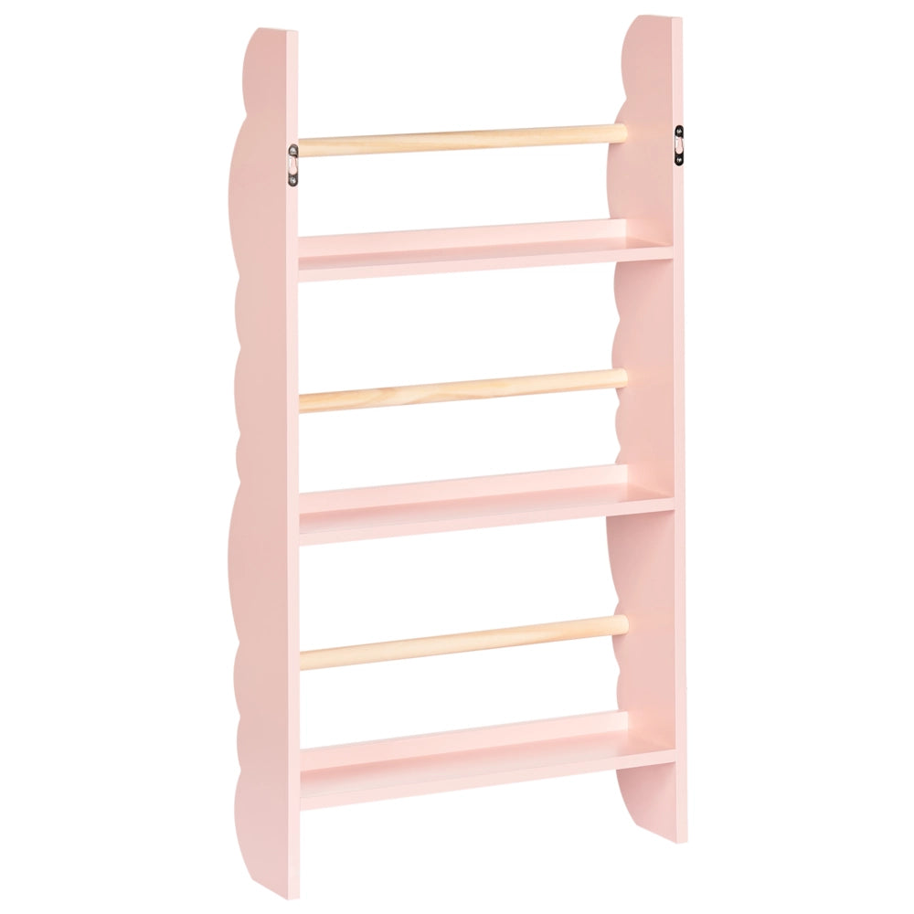 Libreria a muro rosa pastello a 3 piani in legno di pino MDF Camera dei bambini