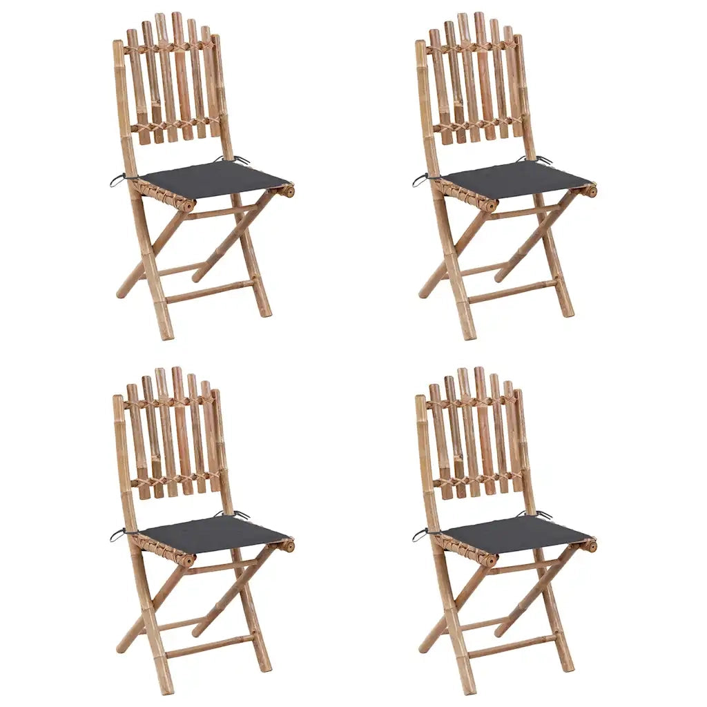 Set da Pranzo da Giardino 5 pz | Set Salotto da Giardino Pieghevole con Cuscini in Bamb¨´