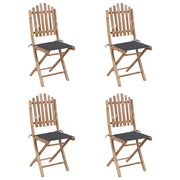 Set da Pranzo da Giardino 5 pz | Set Salotto da Giardino Pieghevole con Cuscini in Bamb¨´