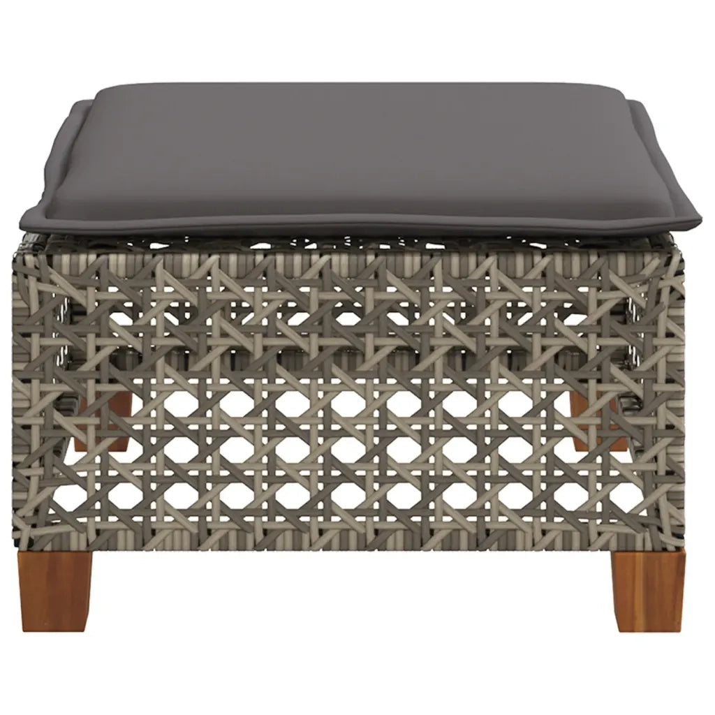 Sgabello Giardino con Cuscino Grigio 63,5x56x32cm in Polyrattan CFW3315309